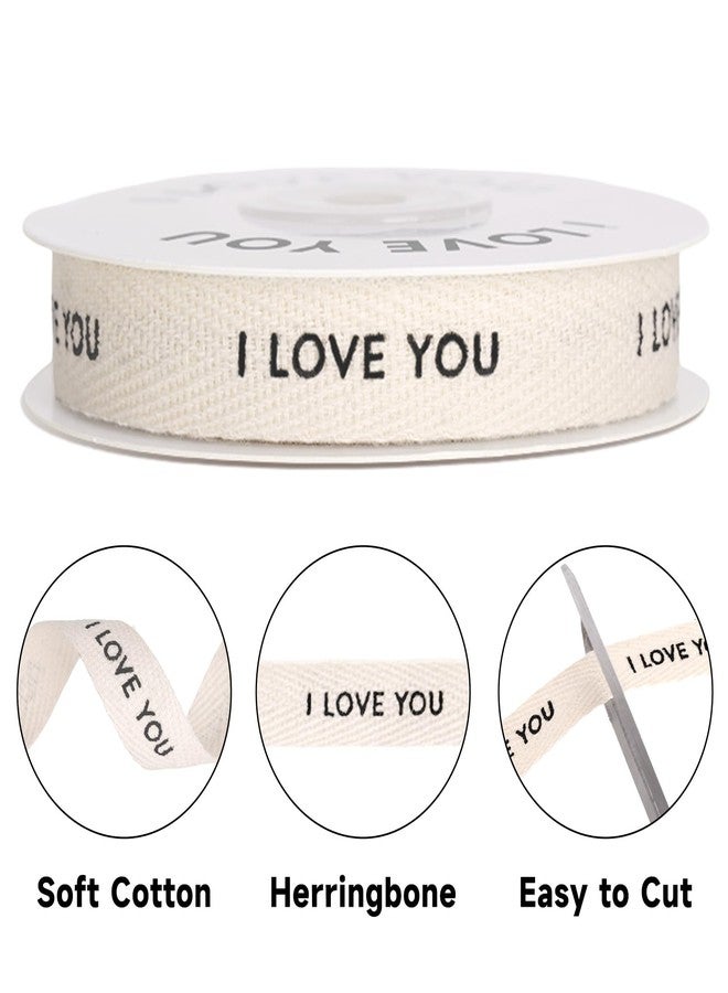 KINGLAKE I Love You Cotton Ribbon - 5/8 Inch x 10 Yards Natural Happy Valentine's Day Ribbon for Gift Wrapping, Love Ribbons for Crafts, Bouquet and DIY Decoration - Image 3